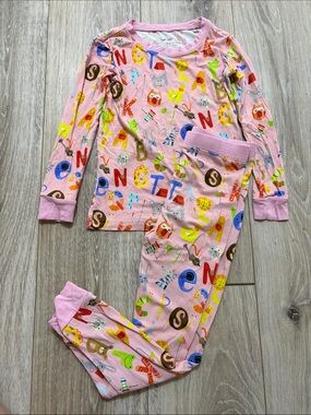 Little Sleepies pink ABC long sleeve pjs